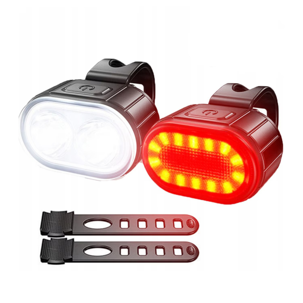 Set lumini bicicleta NewEvo, far bicicleta fata spate, USB reincarcabil cu acumulator, 4 moduri de iluminare, rezistent la apa IPX4, Alb Rosu [6]