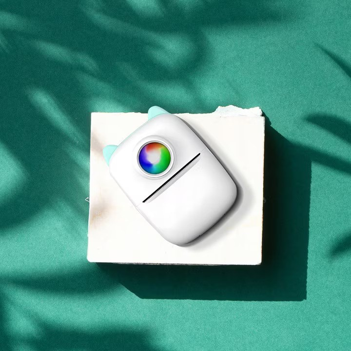 Set Mini imprimanta termica DexXer, 15 Role hartie termica alba, 6 Role hartie termica colorata, 5 Stilouri colorate pentru scris pe hartie termica, Bluetooth, compatibil iOS/Android, Imprimare App, 1 [6]