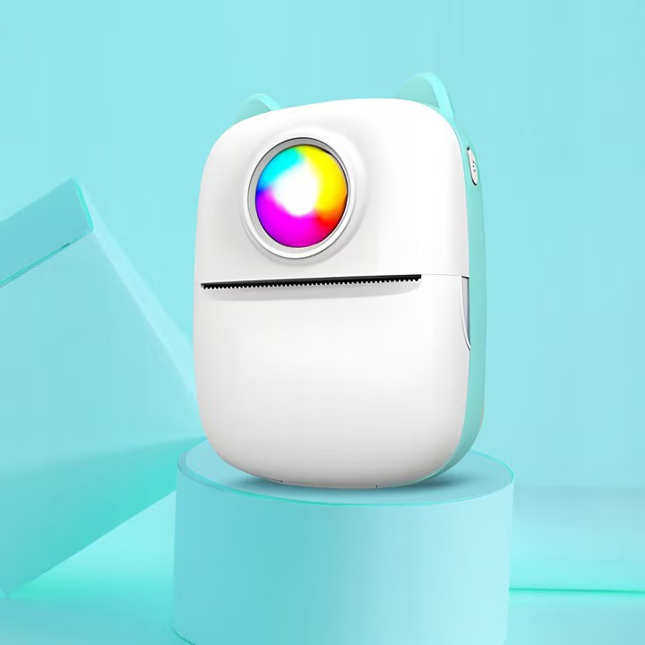 Set Mini imprimanta termica DexXer, 15 Role hartie termica alba, 6 Role hartie termica colorata, 5 Stilouri colorate pentru scris pe hartie termica, Bluetooth, compatibil iOS/Android, Imprimare App, 1 [7]