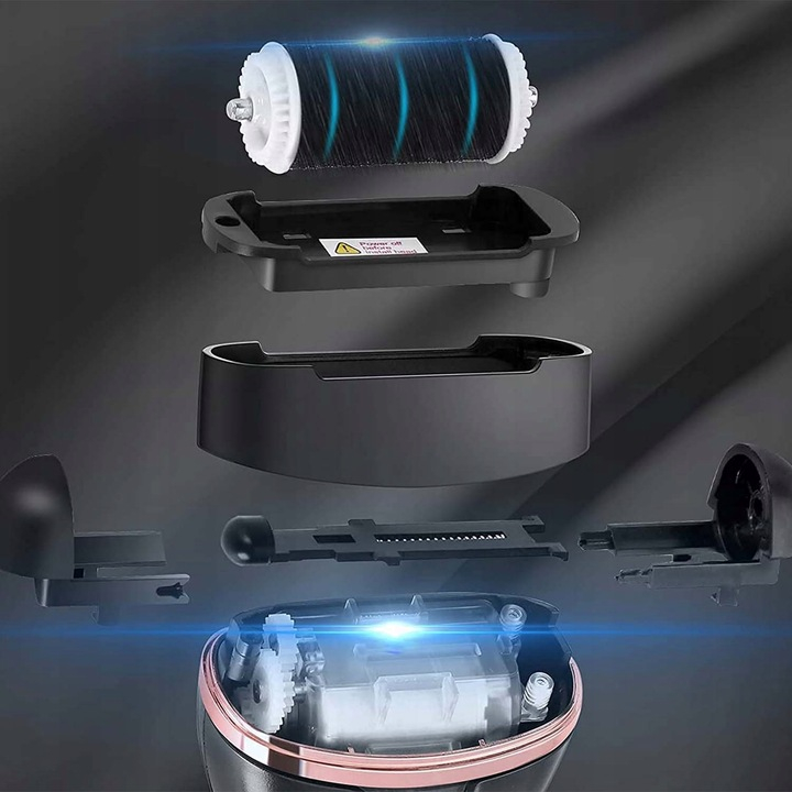 Set Pila electrica pentru talpi si calcaie NewEvo®, Display digital, Acumulator 1200 mAh, 2 viteze, 2400 rot/min, 6 Capete incluse, LED lanterna, Accesorii incluse, Indepartare piele moarta, Indeparta [5]