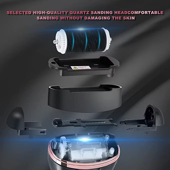 Set Pila electrica pentru talpi si calcaie, Display digital, Acumulator 1200 mAh, 2 viteze, 2000 rot/min, 3 Capete incluse, LED lanterna, Accesorii incluse, Indepartare piele moarta, Indepartare calus, Negru [3]