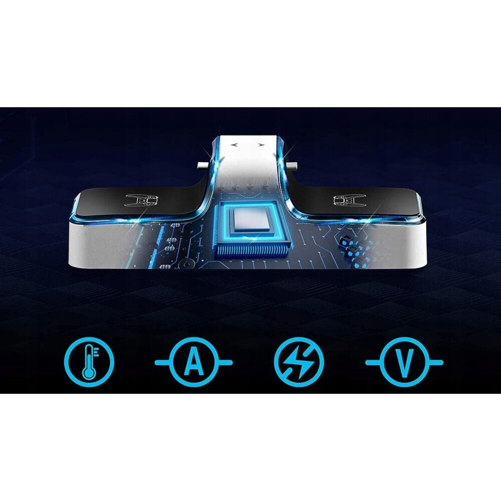 Statie de incarcare controller PS5 Honcam, stand dublu, incarcare rapida, indicator incarcare, Alb/Negru [7]