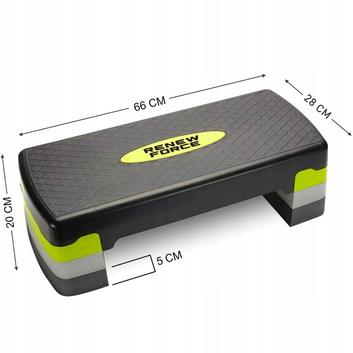 Stepper ajustabil Renew Force, pentru fitness, aerobic si cardio, 3 niveluri de inaltime, 66x28 cm [3]