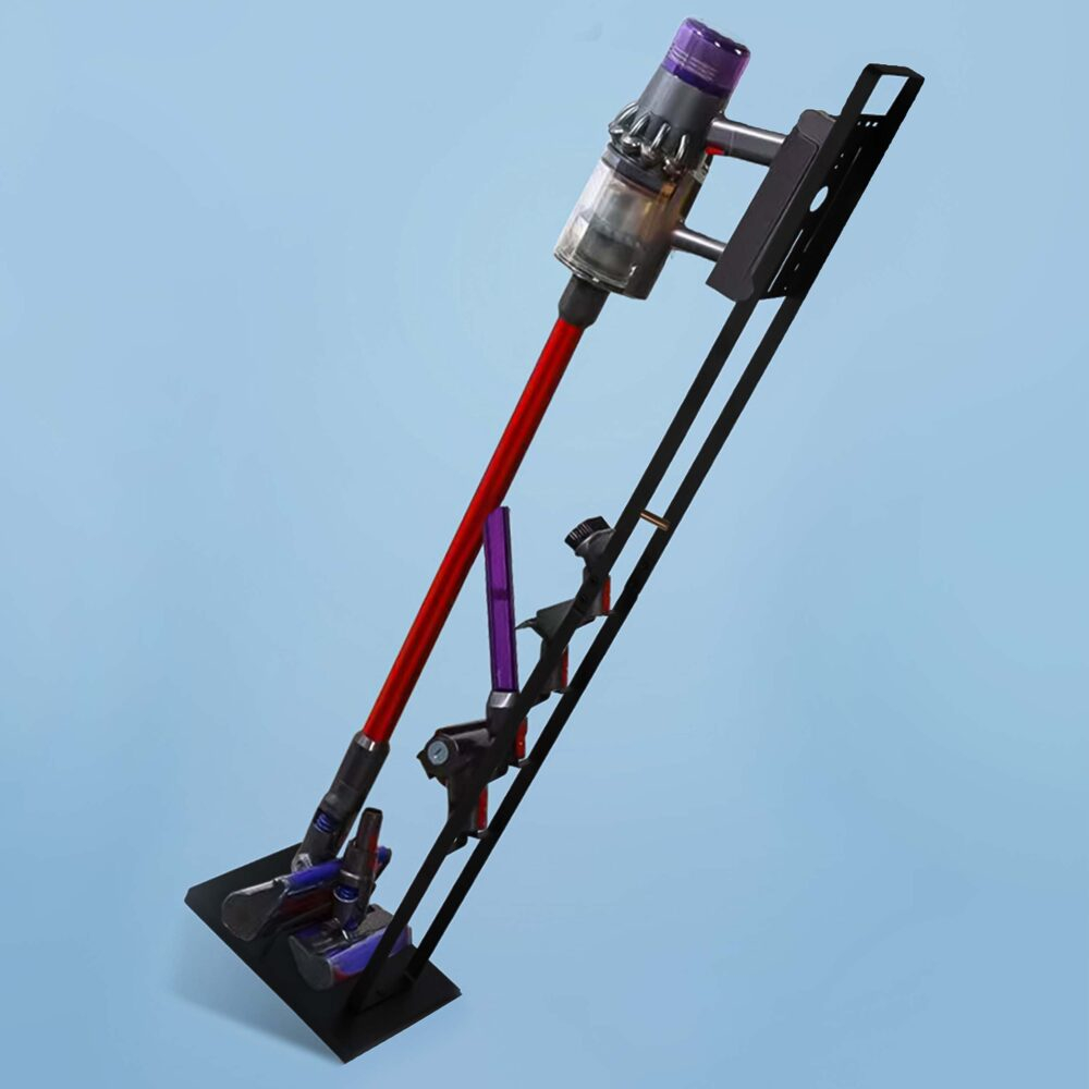 Suport Premium Pentru Aspirator Dyson, V15 V12 V11 V10 V8 V7 V6 5GEN, NewEvo®, Montaj Fara Gauri in Pereti, Instalare Rapida, Constructie Stabila, Economisire Spatiu, 126x22x28.5 cm, Negru [9]