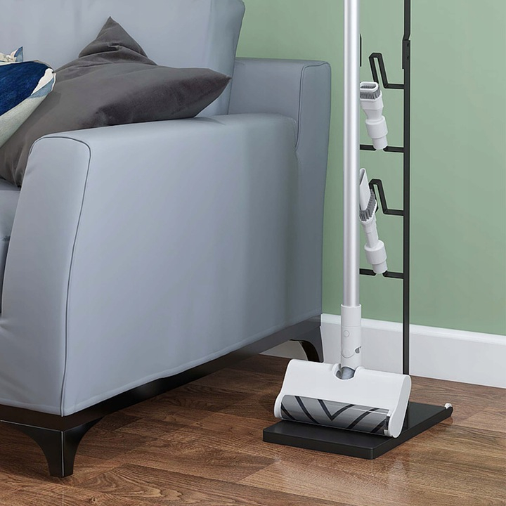 Suport Premium Pentru Aspirator Dyson, V15 V12 V11 V10 V8 V7 V6 5GEN, NewEvo®, Montaj Fara Gauri in Pereti, Instalare Rapida, Constructie Stabila, Economisire Spatiu, 126x22x28.5 cm, Negru [5]