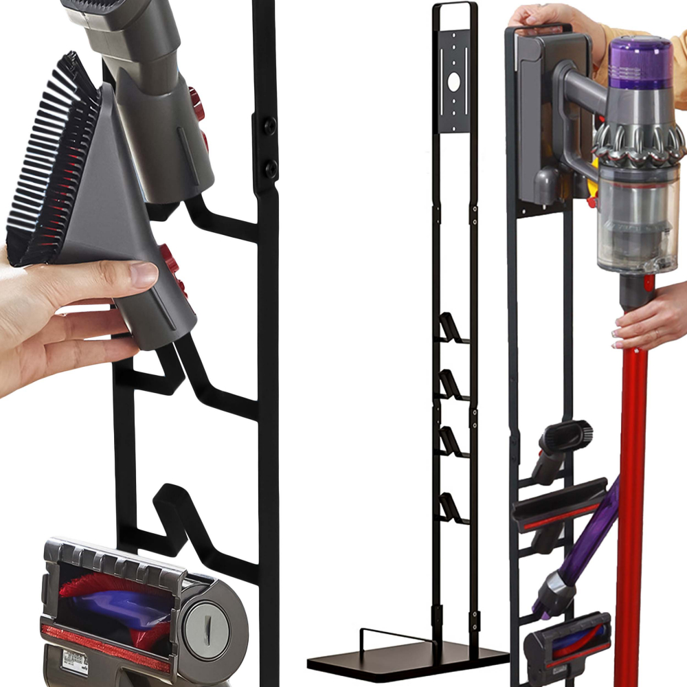 Suport Premium Pentru Aspirator Dyson, V15 V12 V11 V10 V8 V7 V6 5GEN, NewEvo®, Montaj Fara Gauri in Pereti, Instalare Rapida, Constructie Stabila, Economisire Spatiu, 126x22x28.5 cm, Negru [7]
