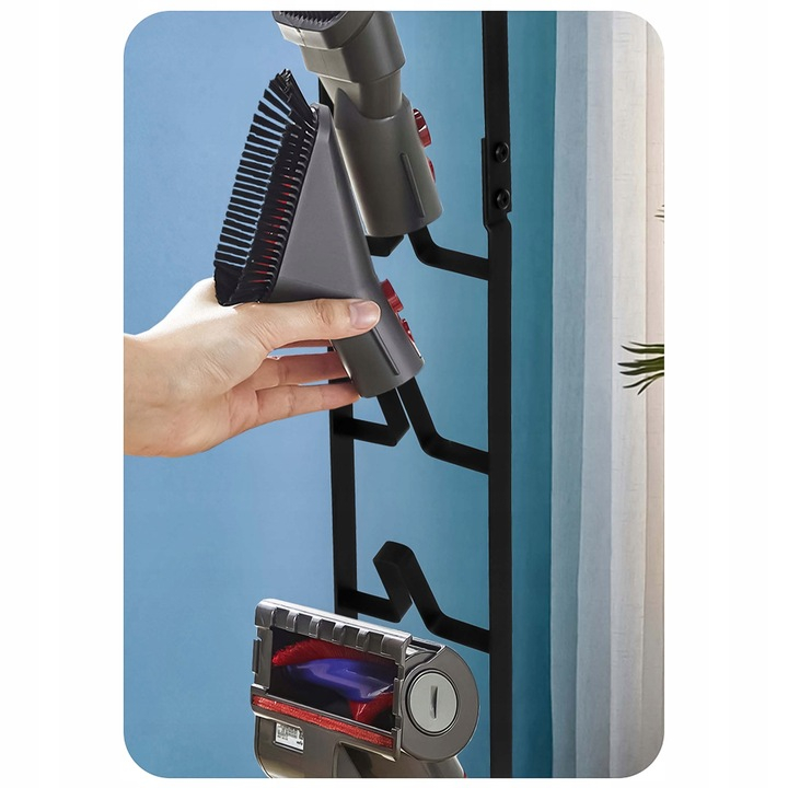 Suport Premium Pentru Aspirator Dyson, V15 V12 V11 V10 V8 V7 V6 5GEN, NewEvo®, Montaj Fara Gauri in Pereti, Instalare Rapida, Constructie Stabila, Economisire Spatiu, 126x22x28.5 cm, Negru [3]