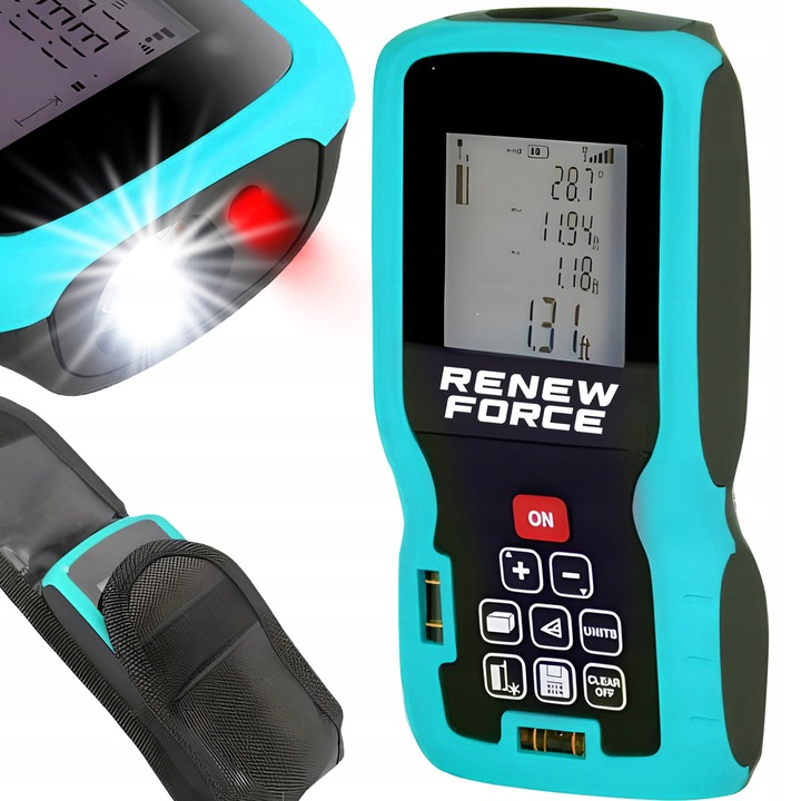 Telemetru cu laser 50 m, Renew Force, Ecran LCD, precizie +/- 1.5mm, protectie IP54(ploaie si praf), clasa laser II, calcul suprafata, calcularea volumelor, Negru [8]