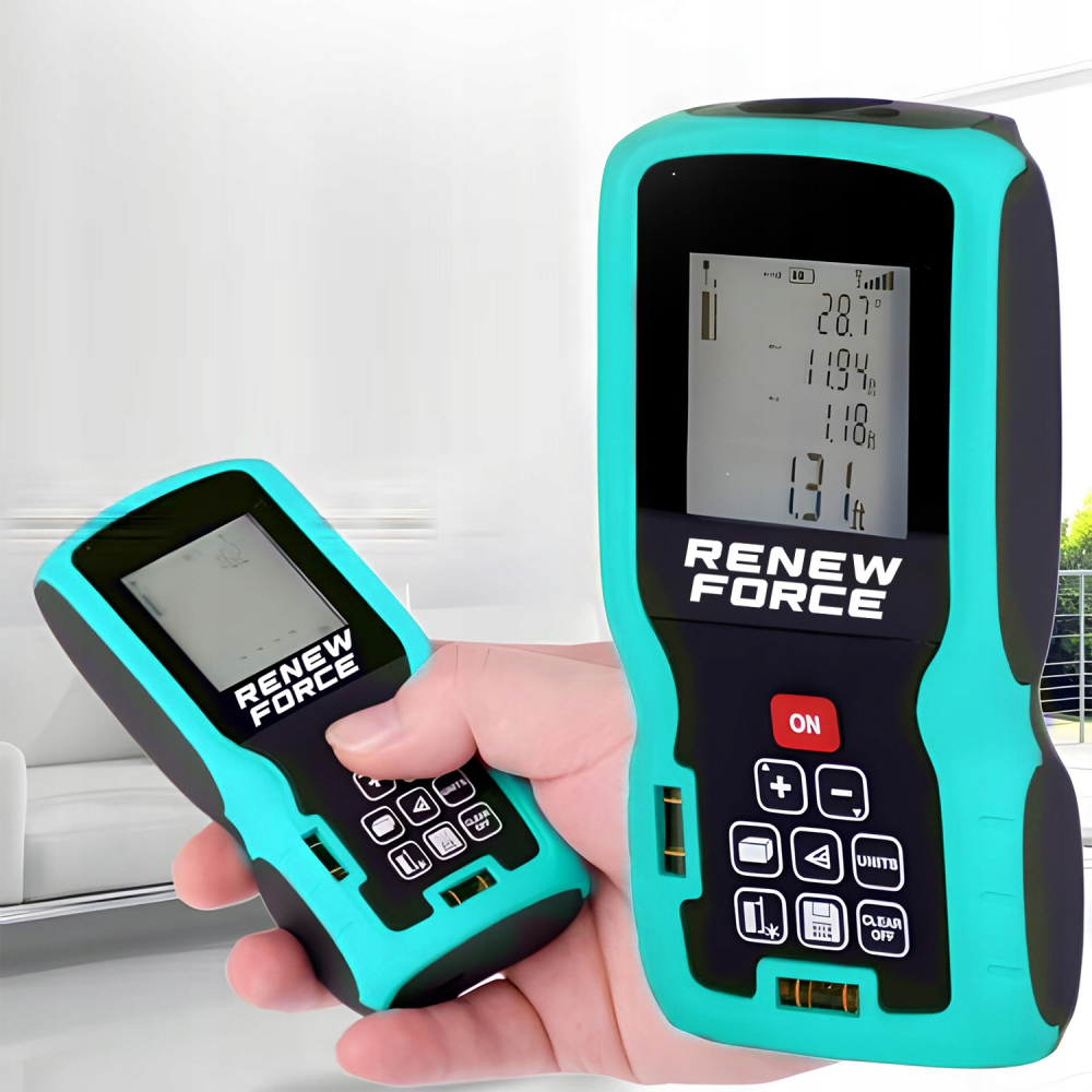 Telemetru cu laser 50 m, Renew Force, Ecran LCD, precizie +/- 1.5mm, protectie IP54(ploaie si praf), clasa laser II, calcul suprafata, calcularea volumelor, Negru [2]