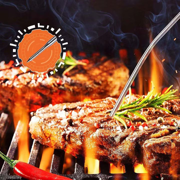 Termometru Digital de Bucatarie NewEvo®, pentru Carne, Lichide, Display Touch Screen, Functie Citire Rapida, Temporizator, Alarma, 8 Tipuri de Carne, 5 Trepte Gatire, Suport Magnetic, Sonda Digitala, Cablu 122 cm, Gratar, Cuptor, BBQ, Argintiu [8]