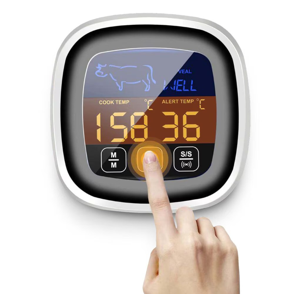 Termometru Digital de Bucatarie NewEvo®, pentru Carne, Lichide, Display Touch Screen, Functie Citire Rapida, Temporizator, Alarma, 8 Tipuri de Carne, 5 Trepte Gatire, Suport Magnetic, Sonda Digitala, Cablu 122 cm, Gratar, Cuptor, BBQ, Argintiu [5]