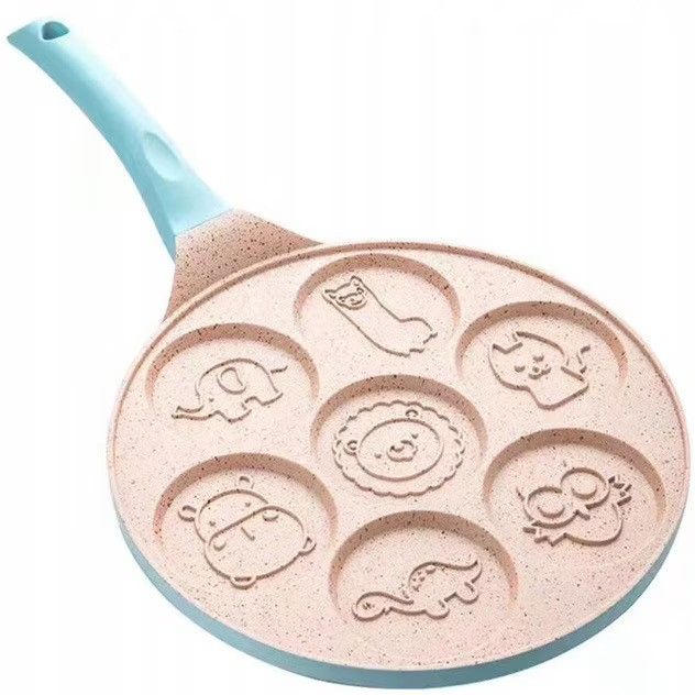 Tigaie Clatite NewEvo, 7 Forme Animale, Din Otel Acoperit Cu Ceramica, Diametru Tigaie 25cm, Diametru Clatita 7.5, atat pentru aragazul normal cat si pentru cel cu inductie [1]