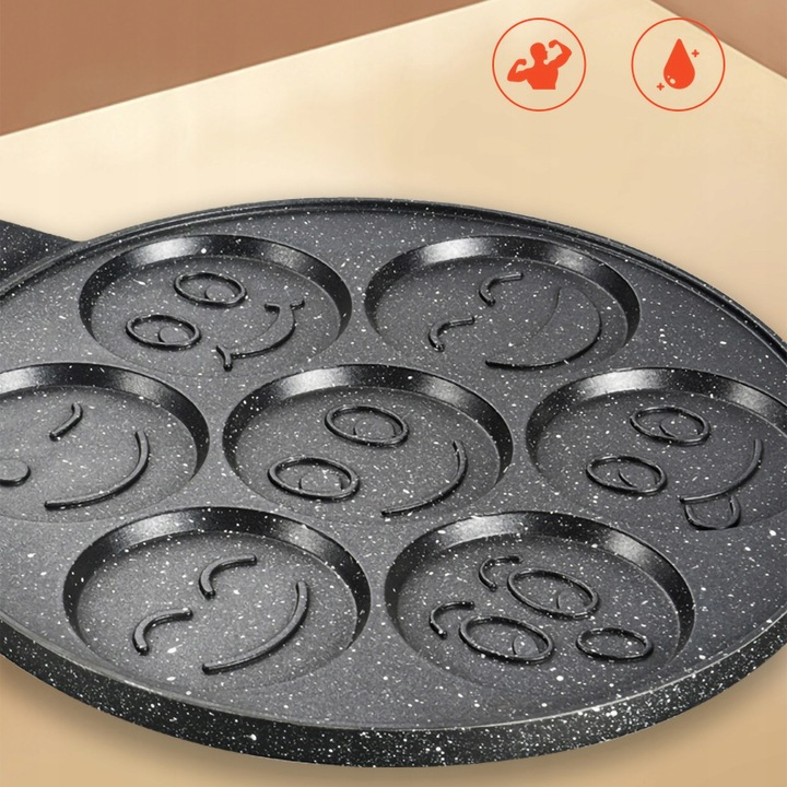 Tigaie pentru clatite cu 7 forme Smile Pancakes PROtone, din otel inoxidabil acoperit cu ceramica, atat pentru aragazul normal cat si pentru cel vitroceramic si electric, Dimensiune tigaie 26 cm, Dime [8]