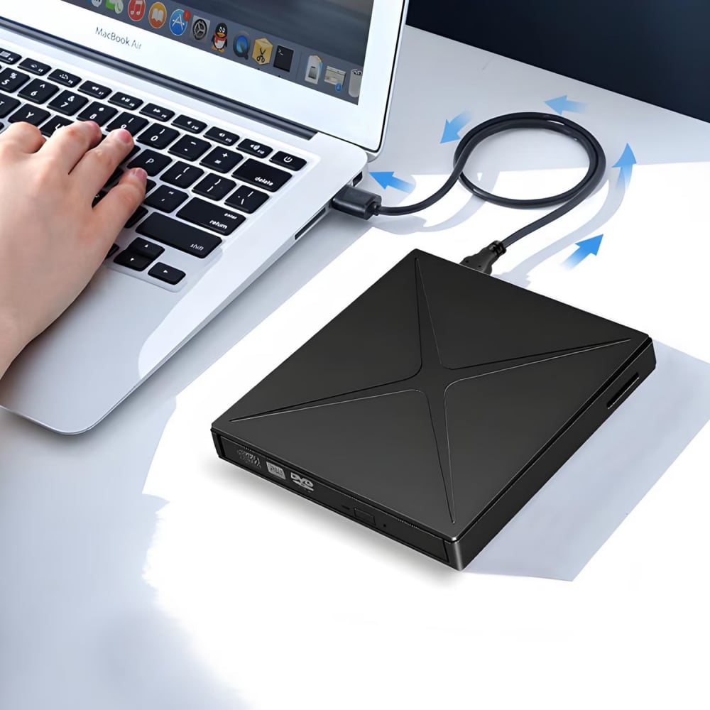 Unitate DVD CD RW externa portabila NewEvo, Port Usb C, Hub USB 3.0, Cititor de carduri SD, Disk Burner, Reader DVD Player pentru Windows 10, Laptop, PC, Negru [7]