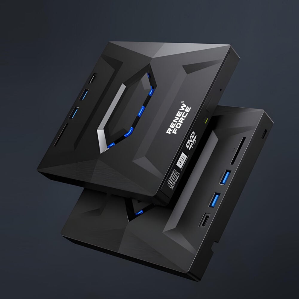 Unitate Optica Externa CD/DVD RW 5 in 1, USB 3.0, port USB-C, cititor de carduri SD si MicroSD,  Disk Burner, Reader DVD Player pentru Windows, Laptop, PC, Negru [5]