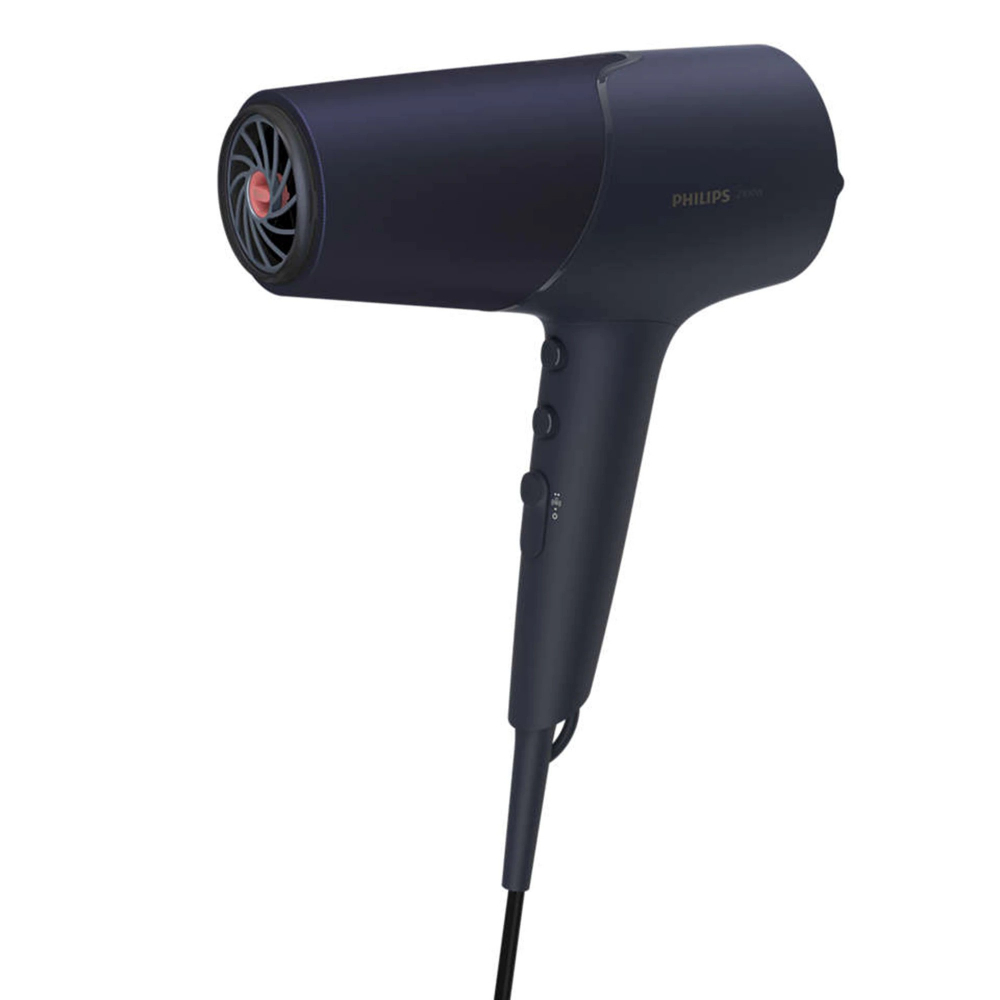 Uscator de par Philips BHD510/00, 2300W, tehnologie ThermoShield, ingrijire cu ioni, 2 setari de viteza, 3 setari de temperatura, difuzor, cap de coafare 11 mm, Albastru inchis metalizat [2]