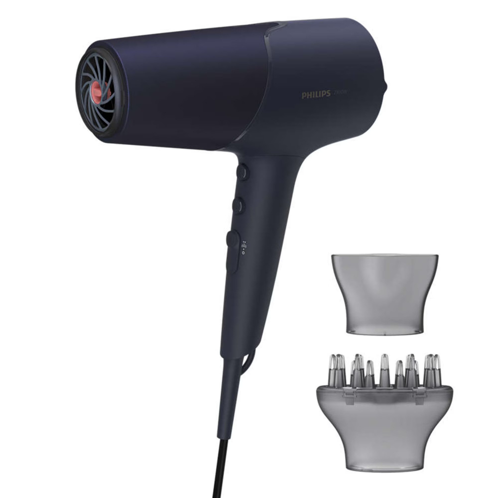 Uscator de par Philips BHD510/00, 2300W, tehnologie ThermoShield, ingrijire cu ioni, 2 setari de viteza, 3 setari de temperatura, difuzor, cap de coafare 11 mm, Albastru inchis metalizat [3]
