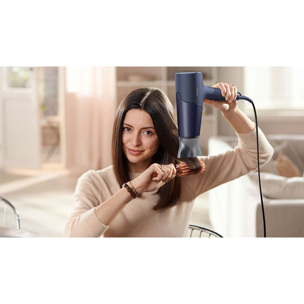 Uscator de par Philips BHD510/00, 2300W, tehnologie ThermoShield, ingrijire cu ioni, 2 setari de viteza, 3 setari de temperatura, difuzor, cap de coafare 11 mm, Albastru inchis metalizat [6]