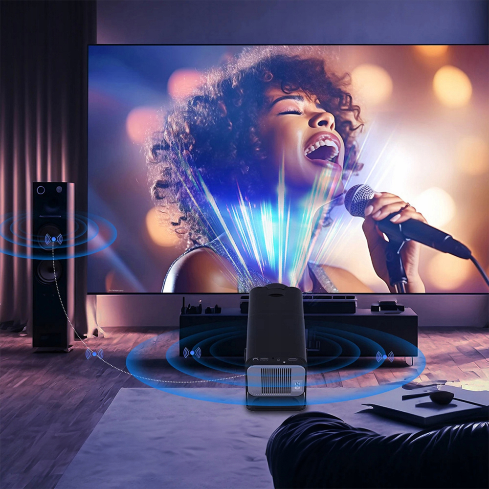 Videoproiector portabil , 250ANSI,  Android 11, Wi-Fi 6, BT 5.0, rezolutie 1280X720p  HD, suport 4K, conexiune HDMI, USB si Mirroring Android/IOS, Negru [6]