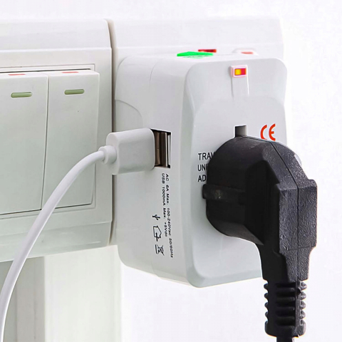 Adaptor incarcator universal de calatorie cu 2xUSB pentru EU, USA, UK, AUST, Alb [6]