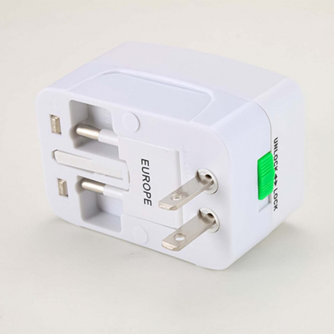 Adaptor incarcator universal de calatorie cu 2xUSB pentru EU, USA, UK, AUST, Alb [4]
