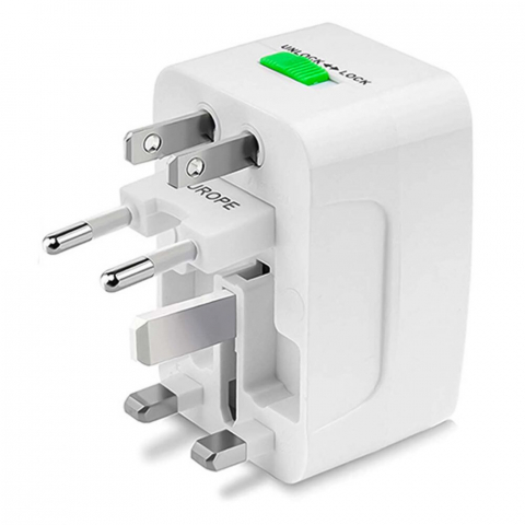 Accesorii prize si intrerupatoare - Adaptor incarcator universal de calatorie cu 2xUSB pentru EU, USA, UK, AUST, Alb