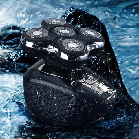 Aparat de ras electric Renew Force, Acumulator 2000 mAh, 5 Lame Rotunde, Impermeabil, Fara Fir, Negru Gri [3]