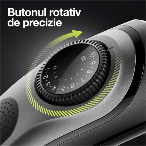 Aparat de tuns barba Braun Beard Trimmer BT7340, Wet&Dry, buton rotativ de precizie, lame de metal, 39 de setări pentru lungime, 2 piepteni, 2 accesorii extra, Aparat de ras Gillette, Saculet de voiaj [9]