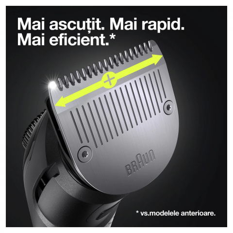 Aparat de tuns barba Braun Beard Trimmer BT7340, Wet&Dry, buton rotativ de precizie, lame de metal, 39 de setări pentru lungime, 2 piepteni, 2 accesorii extra, Aparat de ras Gillette, Saculet de voiaj [4]