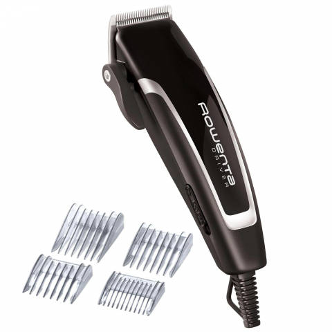 Aparate de ras si tuns - Aparat de tuns Rowenta Driver TN1603F0, 3000rpm, setarea lungimii barbii 1-14mm, 20 pozitii pentru lungimea de taiere a parului, Negru/Argintiu