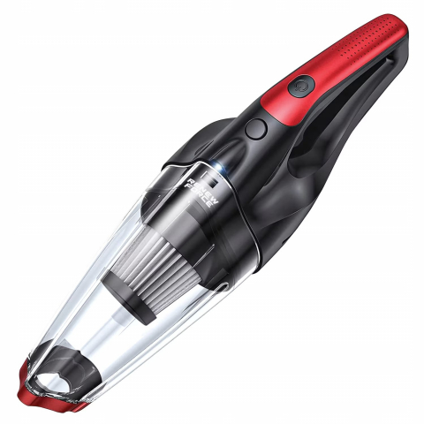 Aspirator de Mana Portabil cu Acumulator NewEvo, pentru Uz Casnic sau Auto, Functie de Aspirare Umeda si Uscata, Aspiratie 6000 Pa, Incarcare USB, Putere 100W, 3 Accesorii Ideale pentru Spatii Inguste, Negru Rosu [5]
