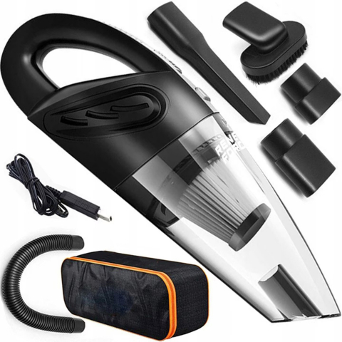 Aspirator de Mana Portabil cu Acumulator NewEvo, pentru Uz Casnic sau Auto, Incarcare USB, Putere 120W, Baterie 2000 mAh, 4 Accesorii Versatile pentru Curatare Rapida si Eficienta, Negru Gri [4]