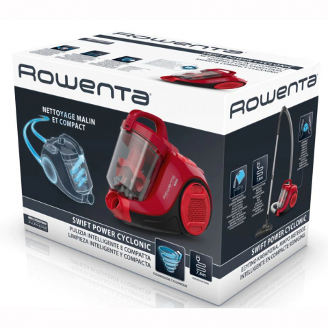 Aspirator fara sac Rowenta Swift Power Cyclonic RO2913EA, 750W, 3 niveluri de filtrare, acoperire 7.5m, motor Effitech, rosu [2]