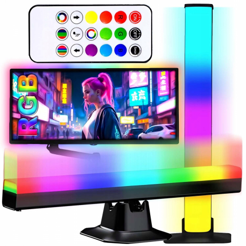 Veioze si Lampi - Banda de lumina inteligenta RGB LED, NewEvo®, Lumina ambientala, 16 milioane de culori, trei moduri de control, modul de sincronizare dinamica a muzicii, 213 moduri presetate, interfata USB (adaptorul