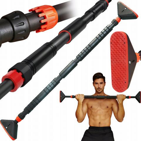 Bara de tractiune NewEvo, Montata pe perete, Greutate maxima 180 kg, Piese de capat antiderapante, capacitate mare de incarcare, exercitii pentru brate, piept si spate, Lungime reglabila 66-100 cm, Ro [4]
