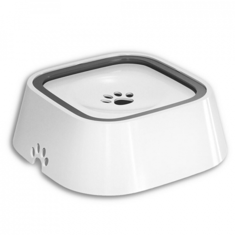 Petshop - Bol Apa Antistropire NewEvo Pentru Caini Si Pisici, Rama Flotanta, Sistem Antialunecare, Adapator 1.5 Litri, Alb