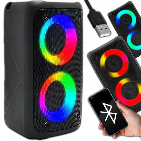 Boxa portabila NewEvo bluetooth, Putere 800/20 W, Intrare mini-jack 3.5 mm, Format audio MP 3, Autonomie 6 ore, Raza de actiune 10 m, Functie radio si GRP, Alimentare prin USB 5V, Dimensiuni 15 x 16 x [5]