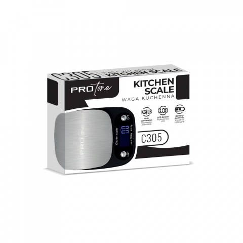 Cantar de Bucatarie Electronic PROtone, Precizie 1g, Capacitate Maxima 5kg, Ecran LCD, Functii Tare si Resetare Automata, Unitati de Masura Multiple, Alimentat cu Baterii AAA, Dimensiuni Compacte 21x1 [2]