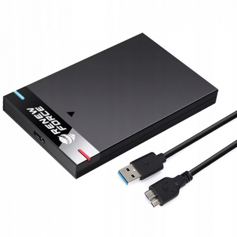 Carcasa Rack pentru Hard-Disk Extern 2.5 inch, Renew Force, USB 3.2, SATA, Design Tool-free, Neagra [1]