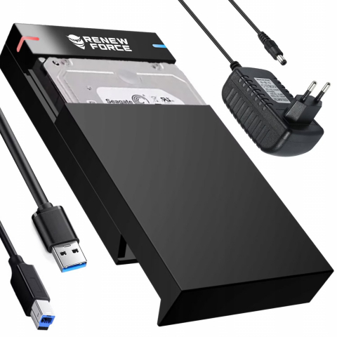 PC, Periferice & Software - Carcasa Rack pentru Hard-Disk Extern 2.5 si 3.5 inch, Renew Force, USB 3.0, SATA, Design Tool-free, Neagra