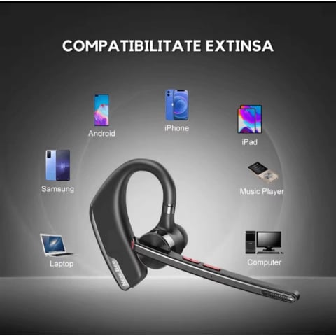 Casca Bluetooth Wireless New Bee , Baterie 60 ore 500mAH, Cu microfon dublu de reducere a zgomotului CVC 8.0, Bluetooth 5.2, Multipoint, Sunet HD, Conecatre la doua dispozitive simultan, Doua moduri de incarcare, Carcasa reincarcabila, Negru [7]