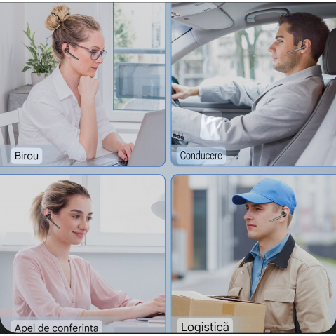 Casca Bluetooth Wireless NewEvo, Baterie 60 ore 500mAH, Cu microfon dublu de reducere a zgomotului CVC 8.0, Bluetooth 5.1, Multipoint, Sunet HD, Conecatre la doua dispozitive simultan, Carcasa reinca [5]
