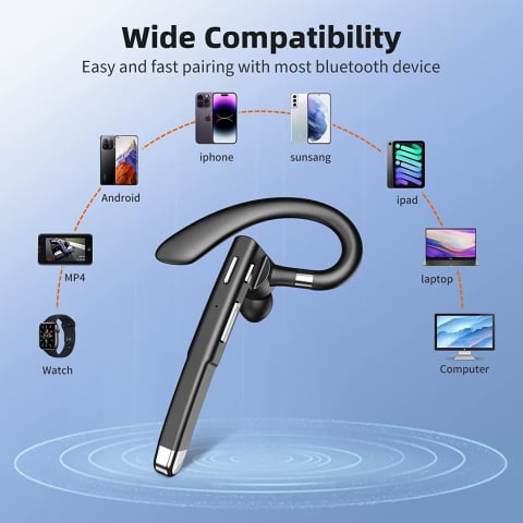 Casca Bluetooth Wireless NewEvo, Bluetooth 5.0, HandsFree, Compatibilitate Universala Samsung, iPhone, Huawei, Cutie de incarcare Negru Argintiu, Conectare la 2 dispozitive simultan [7]