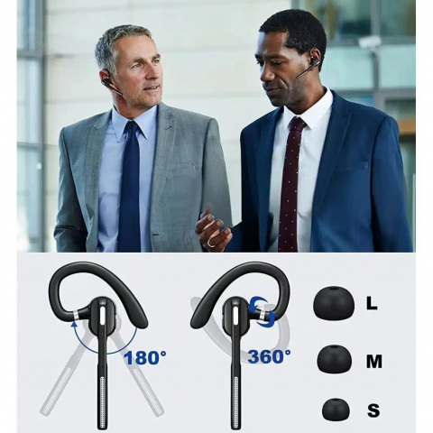 Casca Bluetooth Wireless, Renew Force Business, Tip Handsfree, Bluetooth 5.1, Design Ergonomic, autonomie 240h, timp de convorbire 12h, Microfon Dual, Negru [5]