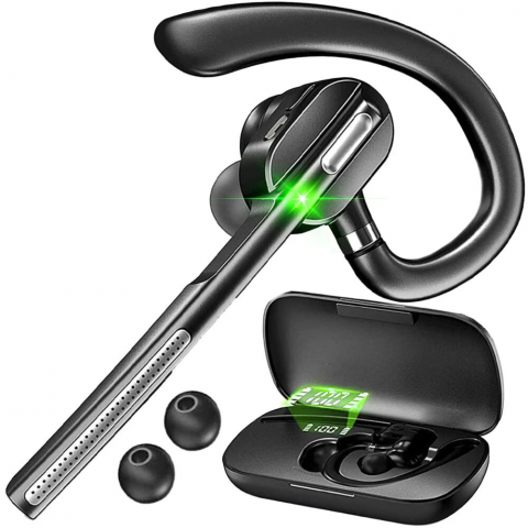 Casti Wireless - Casca Bluetooth Wireless, Renew Force Business, Tip Handsfree, Bluetooth 5.1, Design Ergonomic, autonomie 240h, timp de convorbire 12h, Microfon Dual, Negru