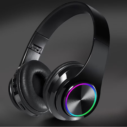 Casti Audio Sport, Gaming Wireless DexXer, Bluetooth 5.0, Plug-In, MP3 Card, Pure Bass Sound, Hands-free Call, Iluminare RGB, Negru [3]