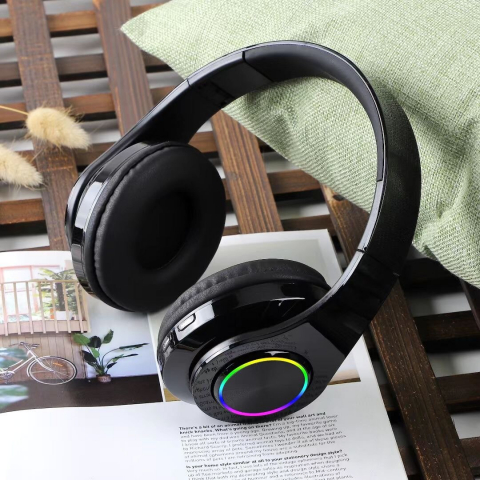 Casti Audio Sport, Gaming Wireless DexXer, Bluetooth 5.0, Plug-In, MP3 Card, Pure Bass Sound, Hands-free Call, Iluminare RGB, Negru [2]