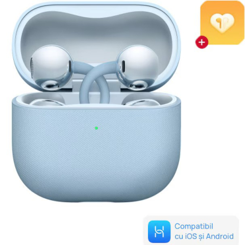 Casti Wireless - Casti Open-Ear Huawei FreeClip 2, True Wireless, Bluetooth, IP57, Autonomie 38 ore, Blue + 1 Year Loss Care