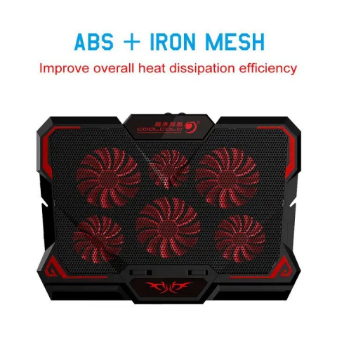 Cooler laptop DexXer, Dual USB, 6 Ventilatoare, Inaltime reglabila, 13-17 inchi, 417 x 300 x 30 mm, Negru [1]