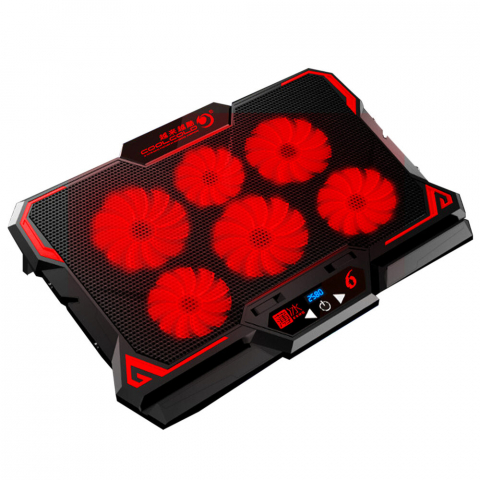 Cooler laptop DexXer, Dual USB, 6 Ventilatoare, Inaltime reglabila, 13-17 inchi, 417 x 300 x 30 mm, Negru [0]
